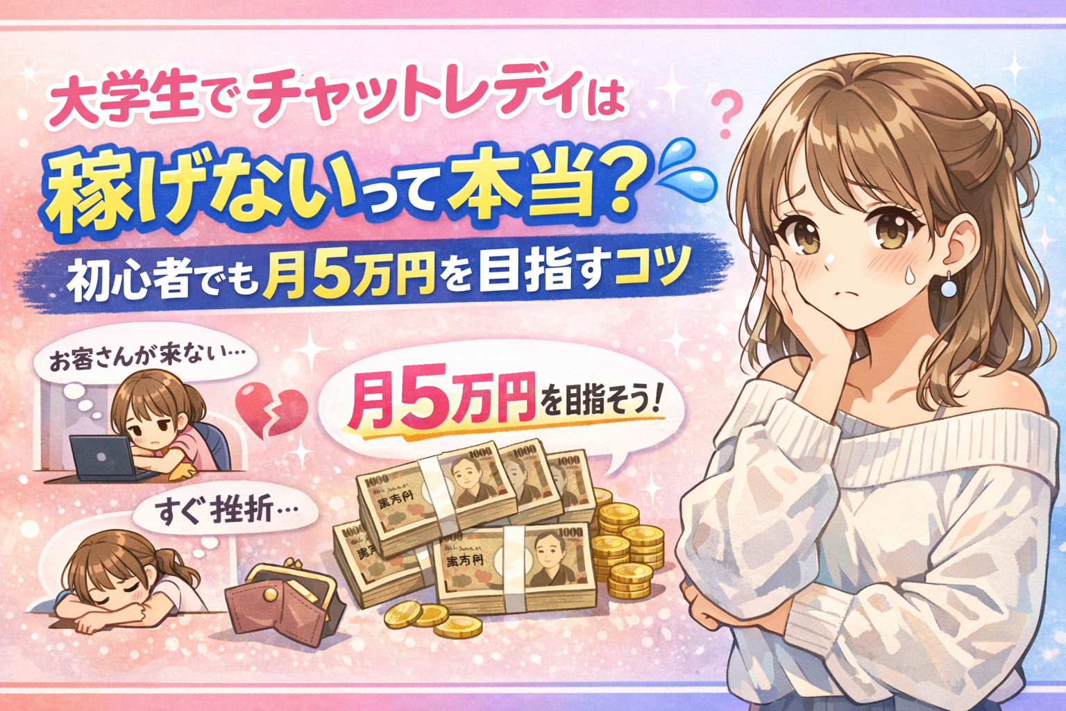 大学生でチャットレディは稼げないって本当？💦初心者でも月5万円を目指すコツ